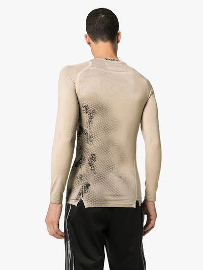 Shop Nike 1017 Alyx 9sm X  Beige Long Sleeve Compression Top In Brown