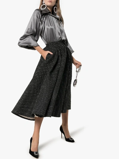Shop Rosie Assoulin Glitter Polka Dot Skirt In Black