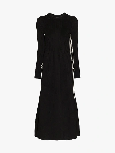 Shop Y-3 3-stripe Tech Knit Maxi Dress In Black