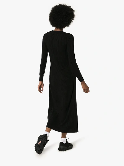Shop Y-3 3-stripe Tech Knit Maxi Dress In Black