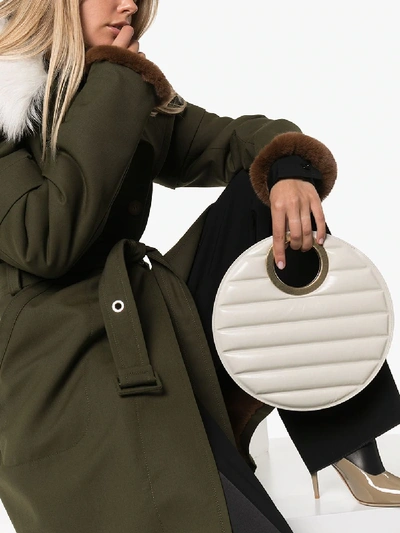 Shop Bottega Veneta White Quilted Leather Round Clutch Bag In Neutrals