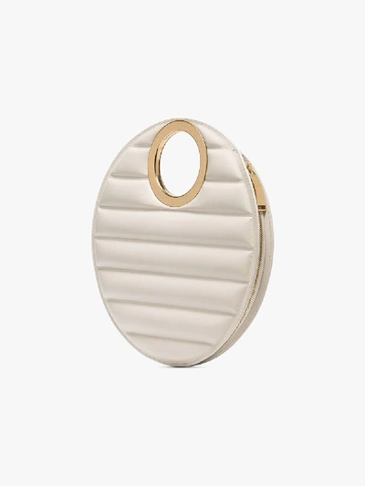 Shop Bottega Veneta White Quilted Leather Round Clutch Bag In Neutrals