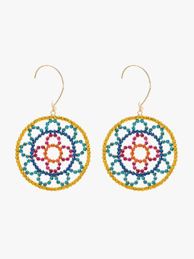 Shop Area Multicoloured Crochet Crystal Earrings In Yellow