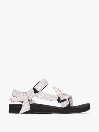 Shop Arizona Love White Bandana Knotted Flat Sandals In Black
