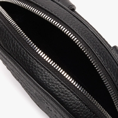 Shop Lacoste Women's Croco Crew Grained Leather Oval Belt Bag In Black