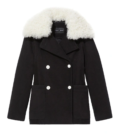 Shop Proenza Schouler Oversized Moleskin Jacket With Shearling Collar In Black