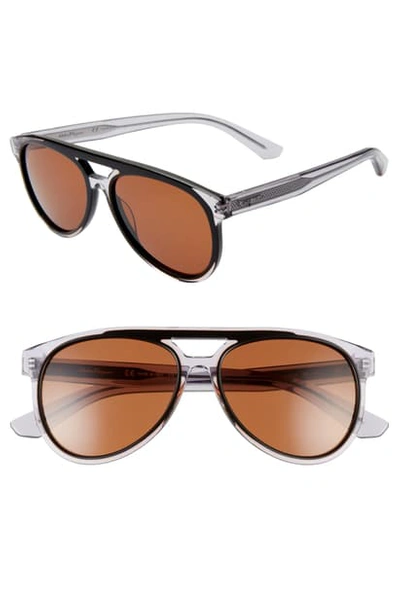 Shop Ferragamo 57mm Aviator Sunglasses In Black/ Grey
