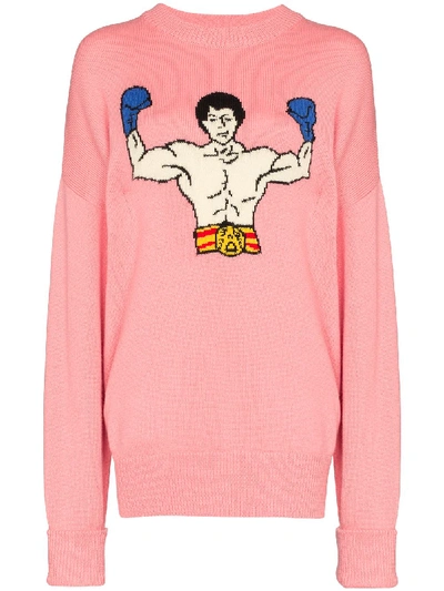 Shop Ader Error Oversized Knitted Boxer Jumper In Pink