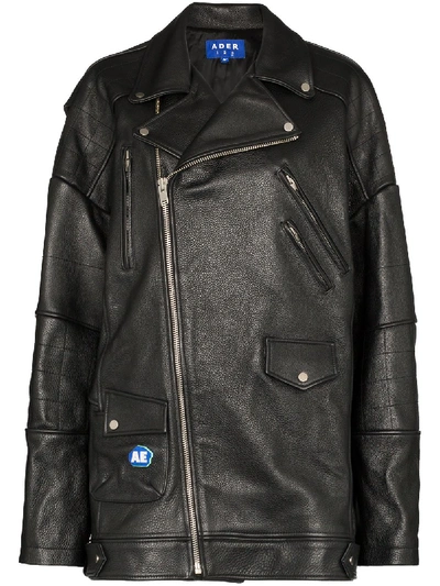 Shop Ader Error Oversized Biker Jacket In Black