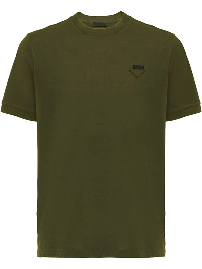 Shop Prada Cotton Piqué T-shirt In Green