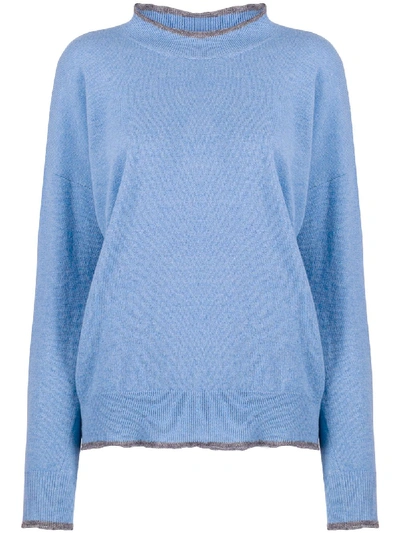 Shop Marni Scalloped Neckline Jumper In Blue