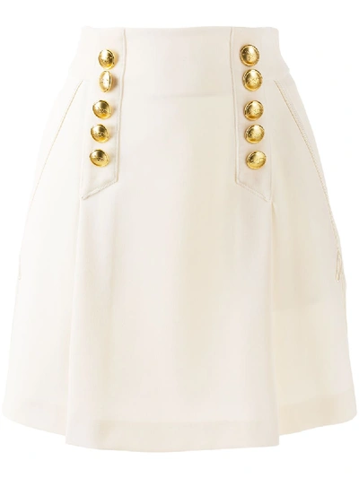 Shop Alberta Ferretti Button Detail Mini Skirt In White