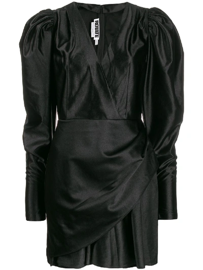 Shop Rotate Birger Christensen Short Juliet-sleeves Dress In Black