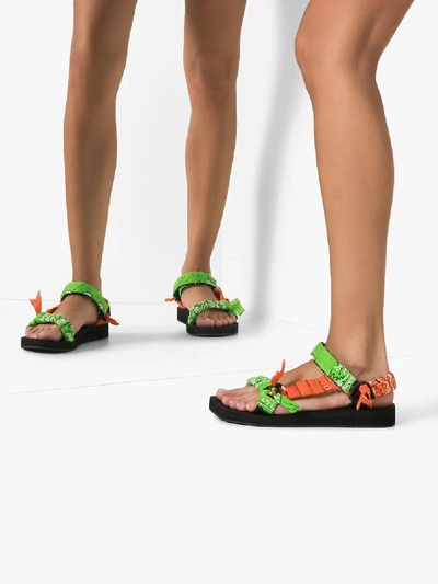 Shop Arizona Love Green And Orange Bandana Knotted Flat Sandals