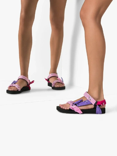 Shop Arizona Love Pink And Purple Trekky Bandana Sandals