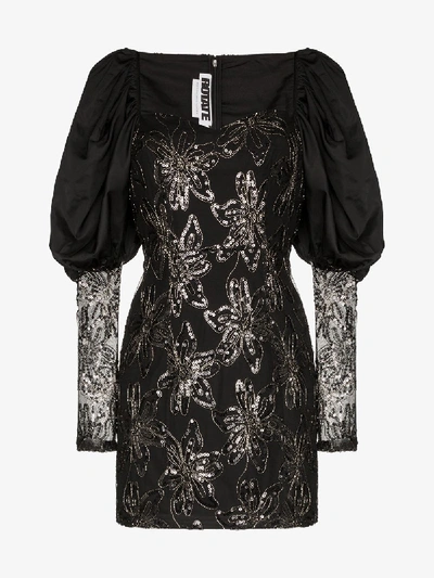 Shop Rotate Birger Christensen Rotate Puff Sleeve Sequin Mini Dress In Black