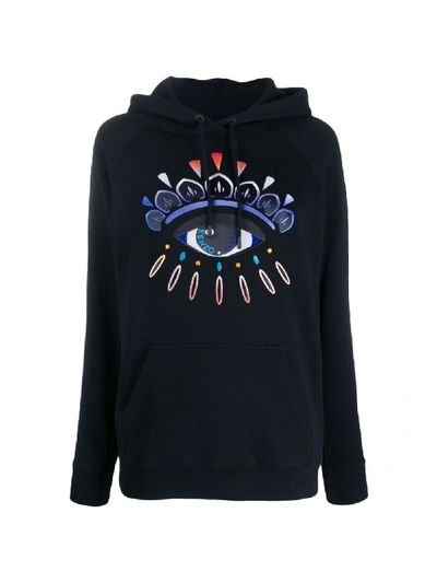 Shop Kenzo Eye Embroidered Hoodie In Black