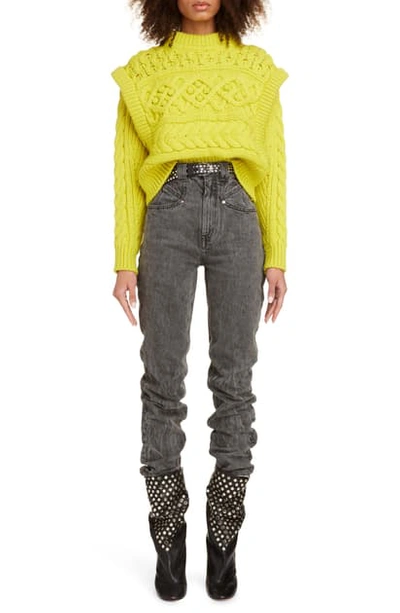 Shop Isabel Marant Layered Cable Wool Sweater In Yellow