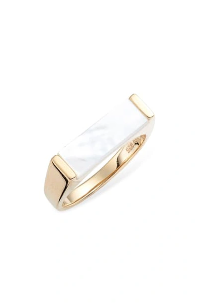 Shop Argento Vivo Mother-of-pearl Bar Ring In Gold