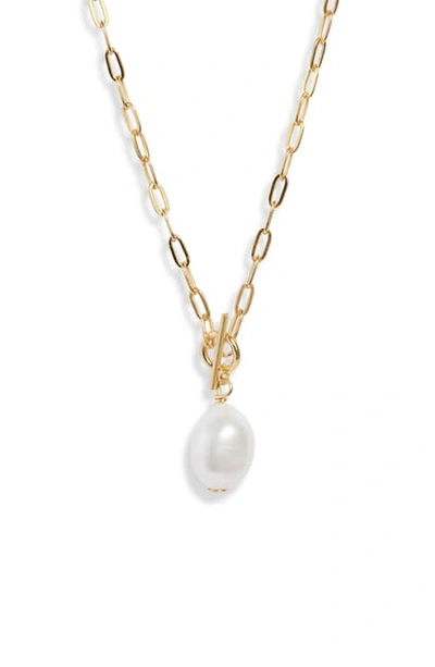 Shop Argento Vivo Pearl Pendant Toggle Necklace In Gold