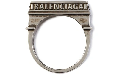 Shop Balenciaga Paris Arch Ring In Antique Silver