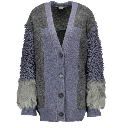 Shop Stella Mccartney Wool And Faux Fur Cardigan In Grey