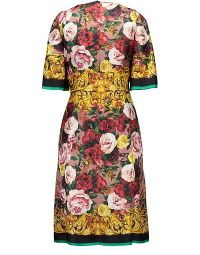Shop Dolce & Gabbana Twill Rose Silk Dress