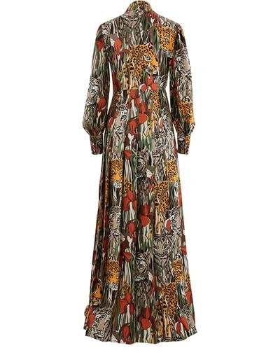 Shop Gucci Long Silk Dress In Multi
