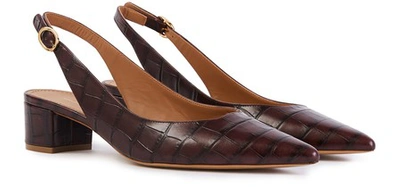 Shop Mansur Gavriel Crocodile Print Leather Sling Backs In Classic