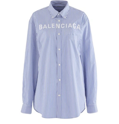 Shop Balenciaga Button Down Shirt In Blue