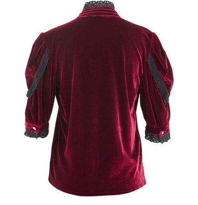 Shop A Cheval Pampa Yegua Velvet Shirt In Bordeaux