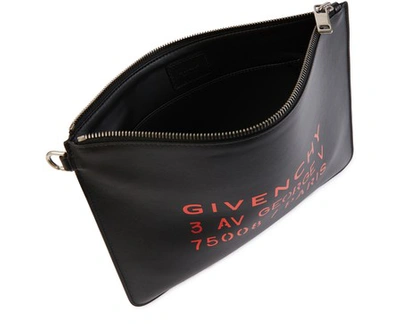 Shop Givenchy Address Large Pouch In Leather In Black /red