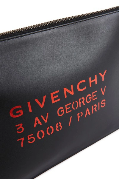 Shop Givenchy Address Large Pouch In Leather In Black /red