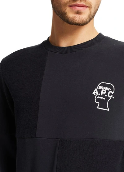 Shop Apc Logo Sweatshirt X Brain Dead In Dark Navy