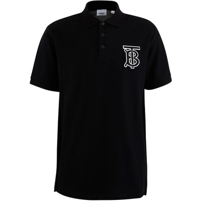 Shop Burberry Warren Cotton Polo Shirt In Black