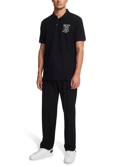 Shop Burberry Warren Cotton Polo Shirt In Black