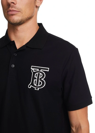 Shop Burberry Warren Cotton Polo Shirt In Black