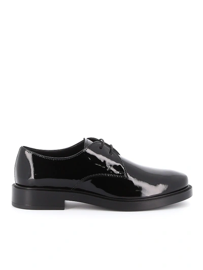Shop Tod's Patent Leather Derby Shoes In Black