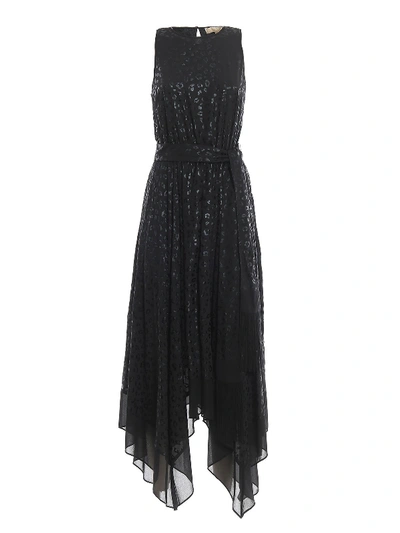 Shop Michael Kors Leo Print Asymmetric Dress In Black