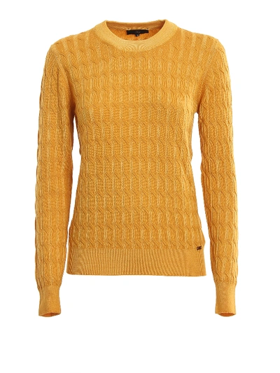 Shop Fay Yellow Cable Knit Wool Sweater