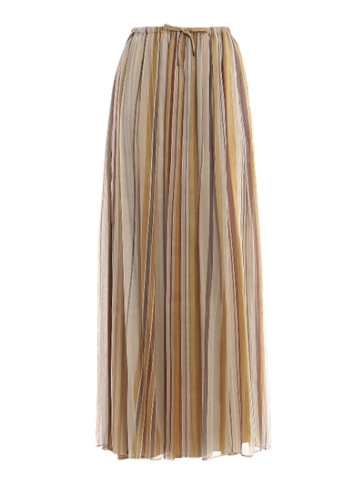 Shop Brunello Cucinelli Striped Organdie Long Skirt In Multicolour