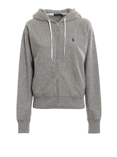 Shop Polo Ralph Lauren Cotton Fleece Hoodie In Grey