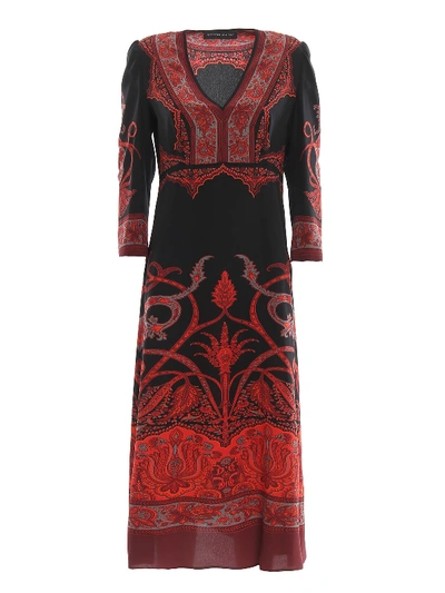 Shop Etro Paisley Silk Long Dress In Multicolour