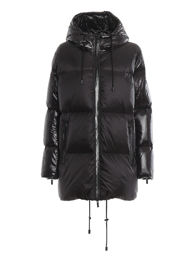 Shop Michael Kors Glossy Sleeves And Hood Puffer Jacket In Black
