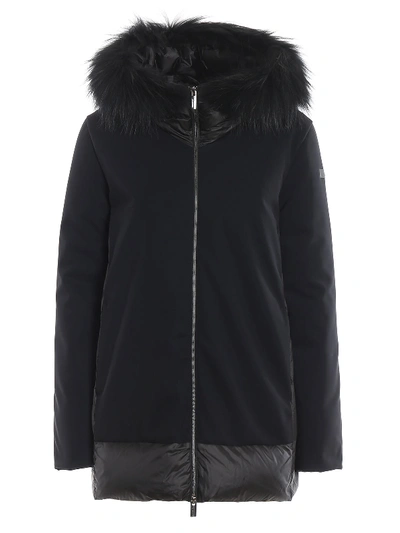 Shop Rrd Winter Hybrid Zar Hooded Puffer Jacket In Black