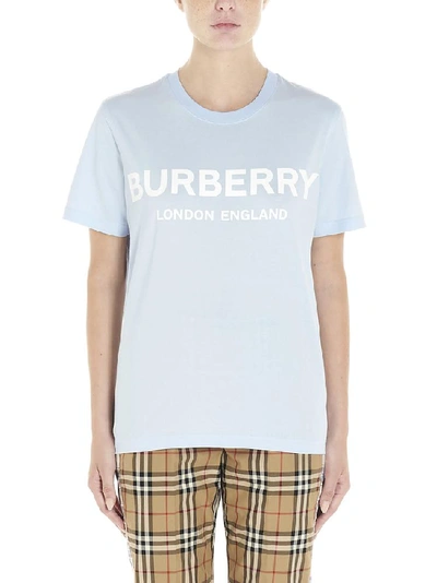 Shop Burberry Logo Print Crewneck T In Blue