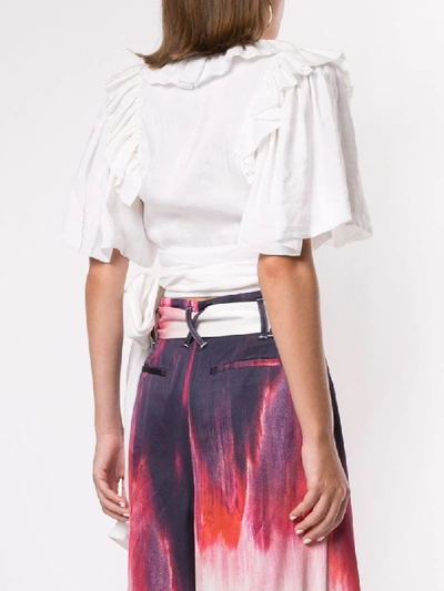 Shop Aje Ruffled Cropped Blouse In White