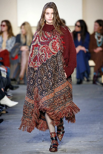 Shop Etro Wool-blend Cape In Brown