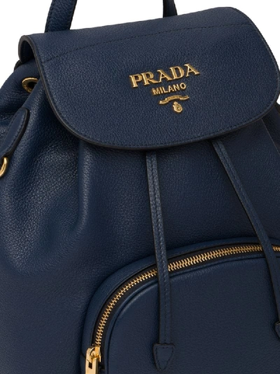 Shop Prada Logo-plaque Backpack In Blue