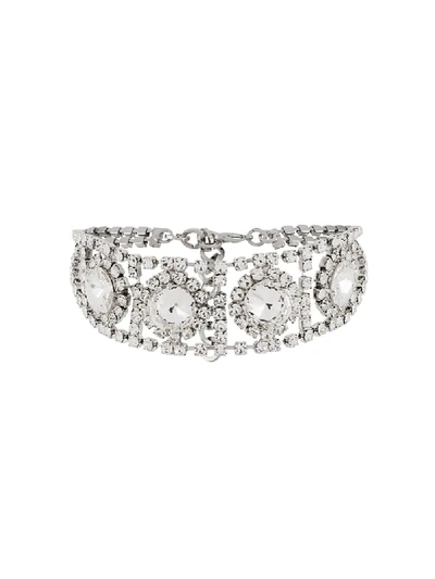 Shop Alessandra Rich Crystal Embellished Choker In Silver